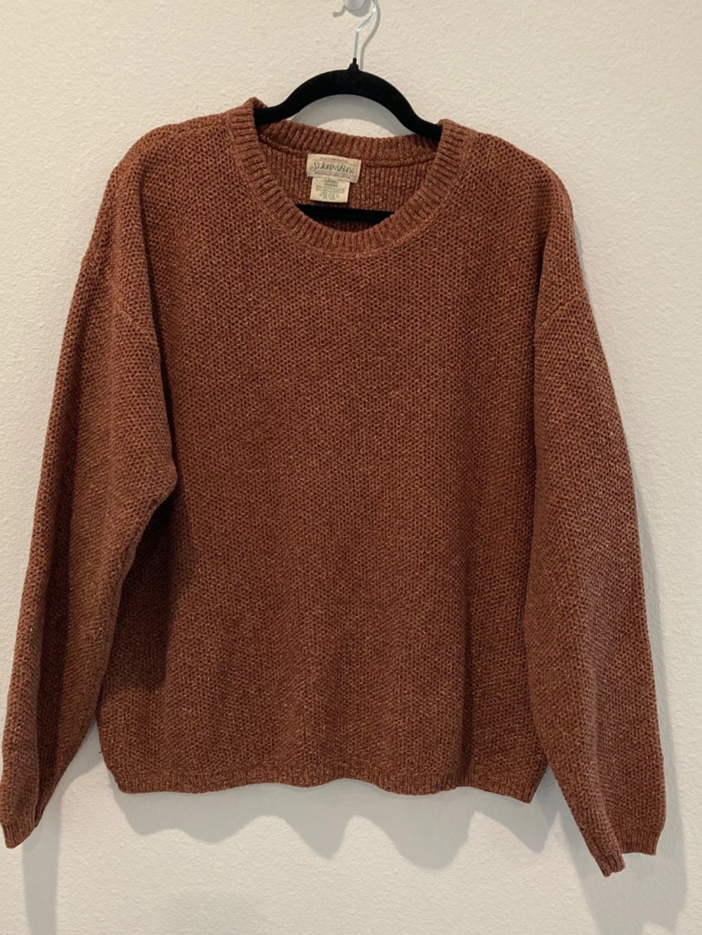 St. John's Bay Size Large Rust Brown Cotton Blend Crewneck Knit Sweater